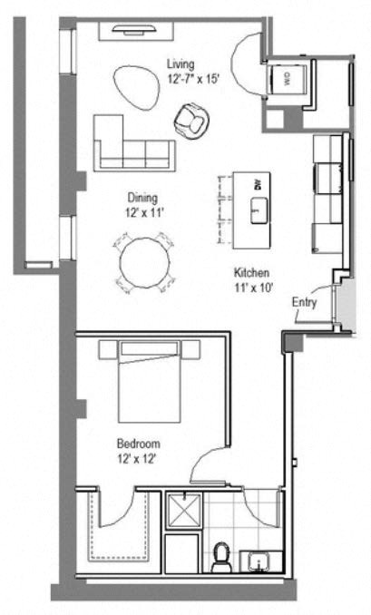 GW 001 Floor Plan at The Georgian Apartments, St Louis, MO, 63104